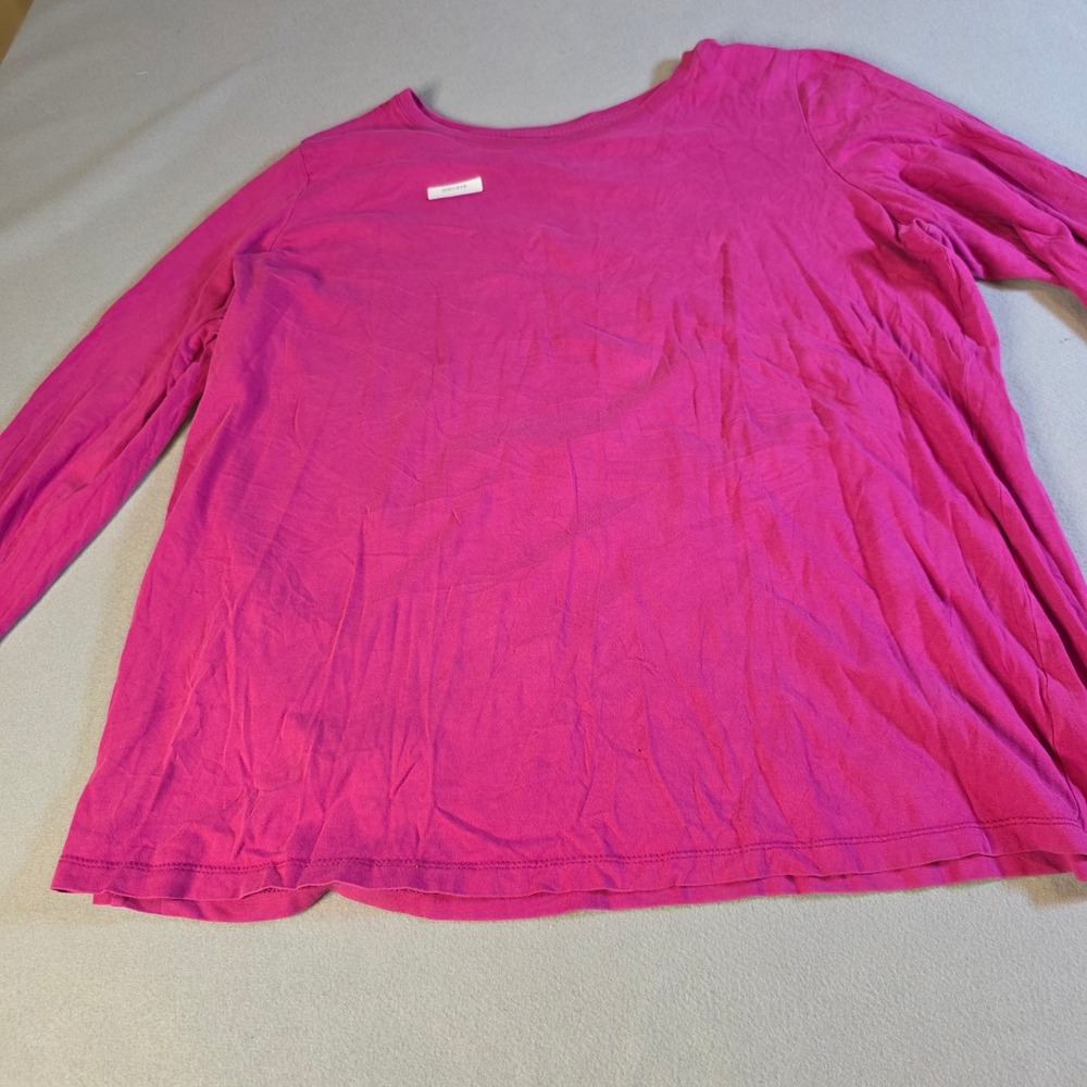 Woman Within Magenta Pink Long Sleeve Cotton T-Shirt Plus Size 1X 22/24